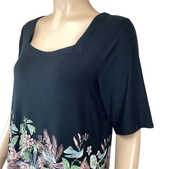 J. Jill Wearever Collection Womens Floral Tunic Top Black Size Small‎ - Picture 6 of 8